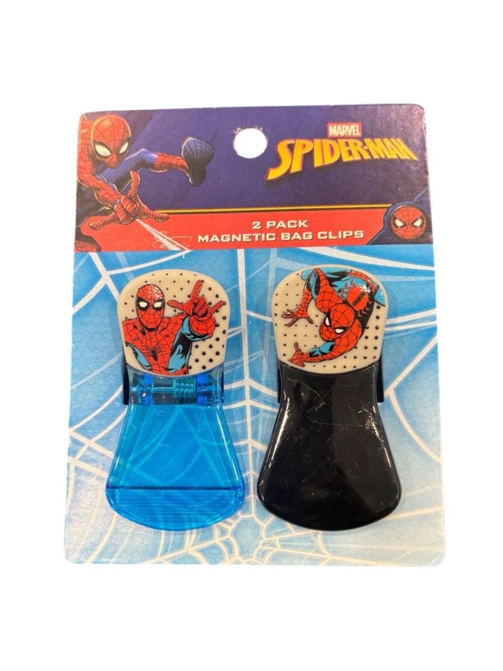 Marvel Spider-Man 2-Pack Magnetic Bag Clips - Blue & Black 2pk